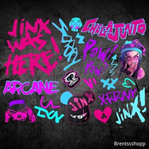 Jinx gepersonaliseerde sticker - laptop sticker - vinyl sticker - anime sticker - sticker Waifu - gepersonaliseerd cadeau