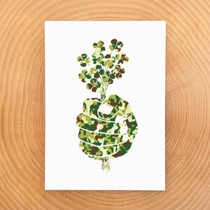 Bonne chance camouflage (carte artistique en couleur 5 x 7 pouces, une seule)