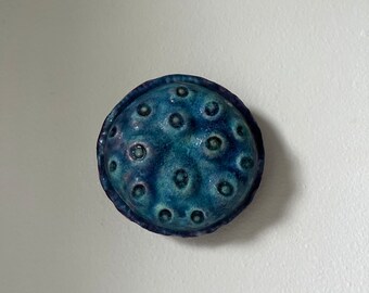 Ceramic Wall Art Purple and Blue Lotus Seed Pod 2