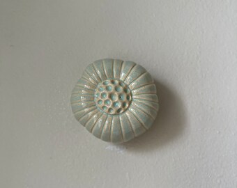 Ceramic Wall Art Light Blue Flower Pod 45