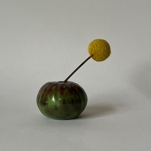 Ceramic Vase Tiny Red and Green Earthenware Bud Vase 10