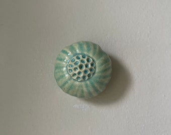 Ceramic Wall Art Light Blue Flower Pod 56