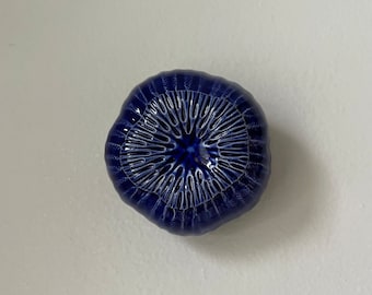 Ceramic Wall Art Small Cobalt Blue Sea Poppy Wall Pod 16