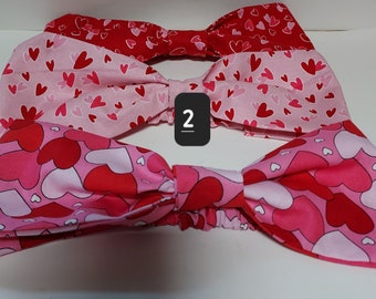 Head Band Hearts, , Red, Pink,  Poly,Cotton, washable, Elastic back ., 21/24 ,Womans. Teen Girls.