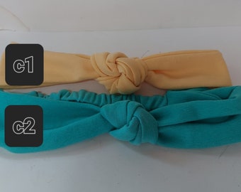 The Knot Head Band , stretch knit,  turquoise or Yellow, washable, Lg, x lg