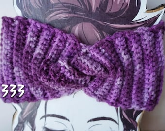 Ear Warmer Headband Purples light to dark crocheted #333