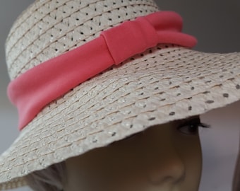 Hat band, The Bow, 22 x 2 inch, cotton,poly stretch , T-shirt fabric, Soft, washable,Elastic back ladies, teens. Pink