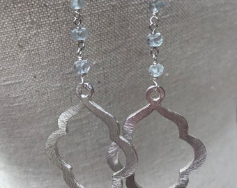 Aquamarine Gemstone Dangle Earrings - Sterling Silver Earwires - Feminine Dainty - THE DANCE Aquamarine Earrings Handmade by SplendorVendor