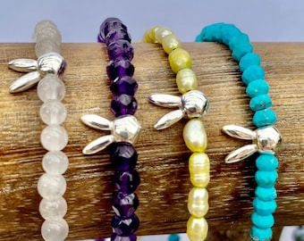 Bunny Rabbit Gemstone Bracelets - Springtime Bunny - HIPPITY-HOPPITY Bracelets Handmade by SplendorVendor