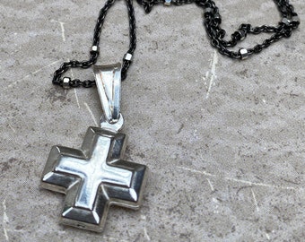 Sterling Silver Cross Necklace - SHINE Jewelry - Oxidized Sterling Silver with Extra Sparkles Chain - HAVE FAITH Handmade by SplendorVendor