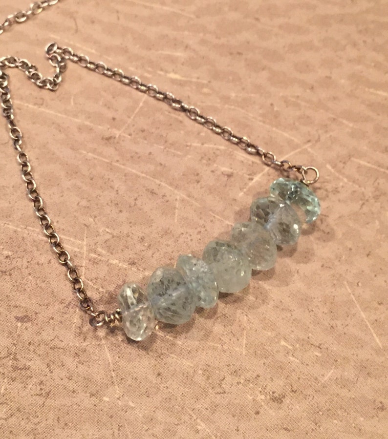 Aquamarine Necklace, March Birthstone Birthday, Sterling Silver, Gift For Her, Wish by SplendorVendor image 4