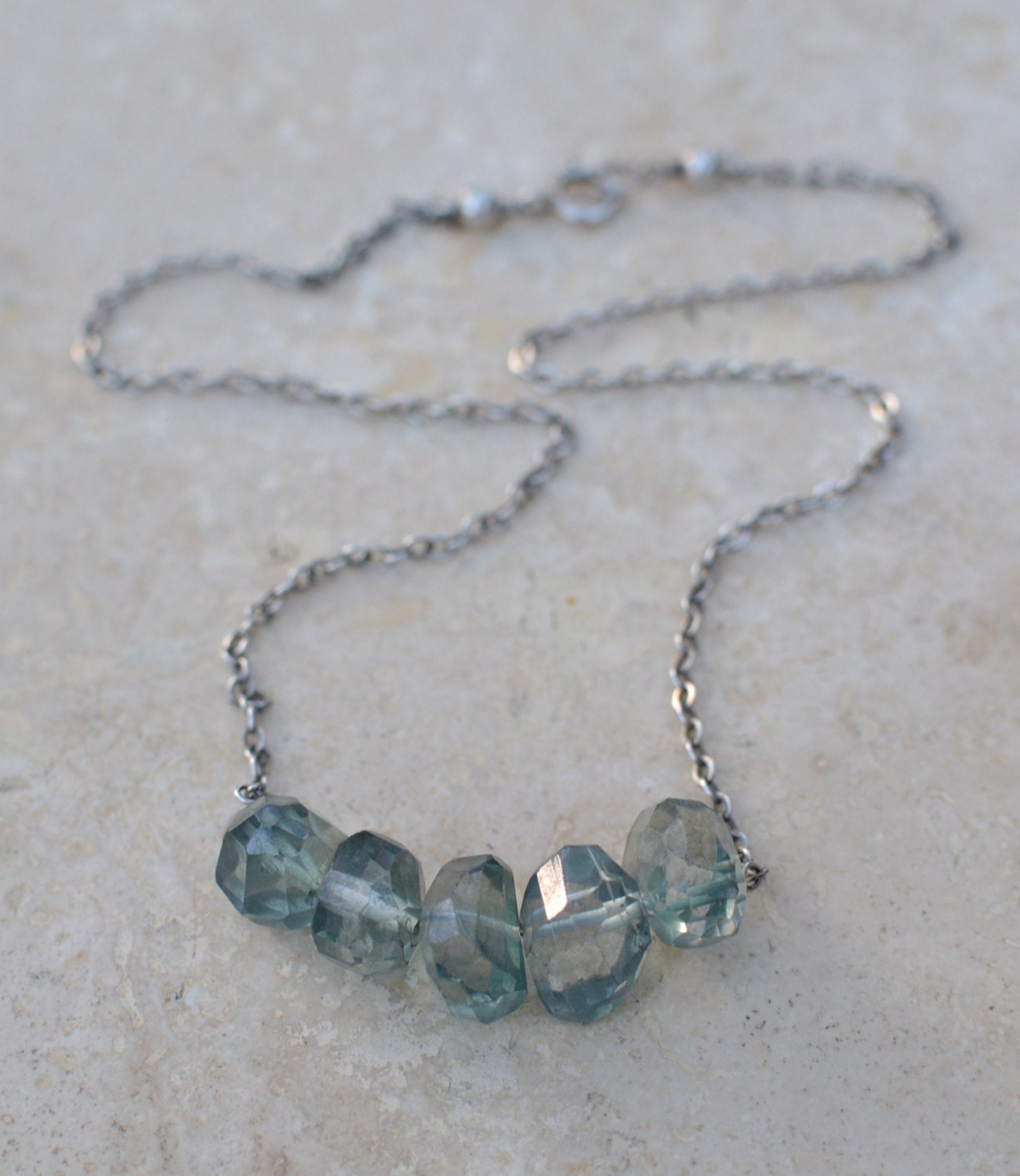 Blue Green Quartz Necklace Faceted Blue Green Quartz - Etsy