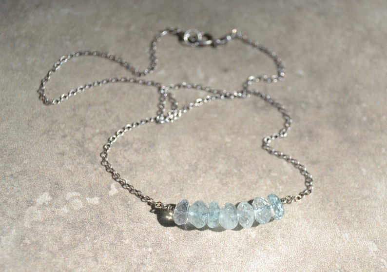 Aquamarine Necklace, March Birthstone Birthday, Sterling Silver, Gift For Her, Wish by SplendorVendor image 1