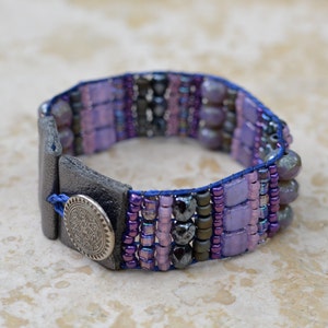 Loomed Beaded Bracelet - Sundance Style Artisan Jewelry - Purple, Lilac, Violet, Indigo Bracelet - Purple Passion by SplendorVendor