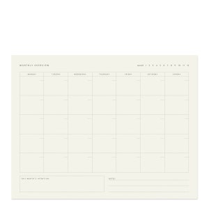 Monthly Overview Notepad // Monthly Organizer, Monthly Planner, Monthly Agenda, Organization, Undated Calendar, Daily Intention