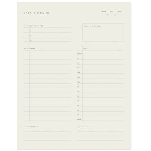 Daily Overview Notepad // Daily Organizer, Daily Planner, Daily Agenda, Organization, Mindful Planning, Undated Planner, Daily Gratitude