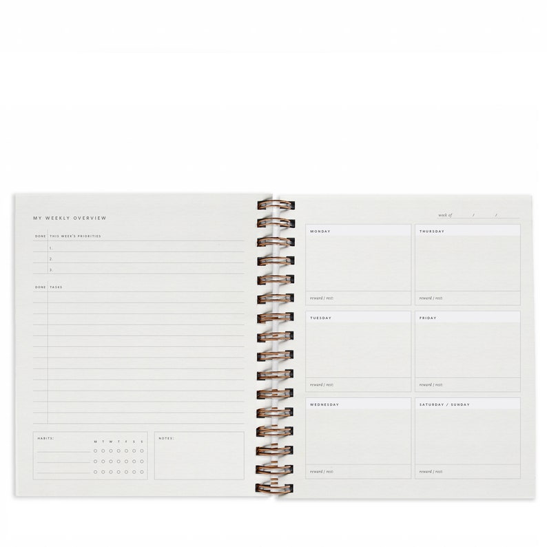 Task Set Bind Quarterly Overview Planner // Undated Planner, 3 Month Goal Setting ...