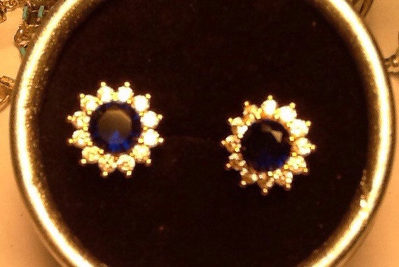 Sapphire and white topaz earrings - image 3