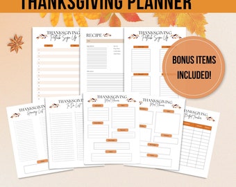 Printable Thanksgiving Planner, Meal Planning, Grocery List (Digital Download)