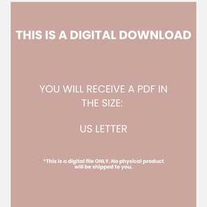 K&ouml;nnte beinhalten: Ein Hinweis auf einen digitalen Download mit dem Text "Dies ist ein digitaler Download. Sie erhalten eine PDF-Datei im Format: US Letter. *Dies ist ausschlie&szlig;lich eine digitale Datei. Es wird kein physisches Produkt versandt."
