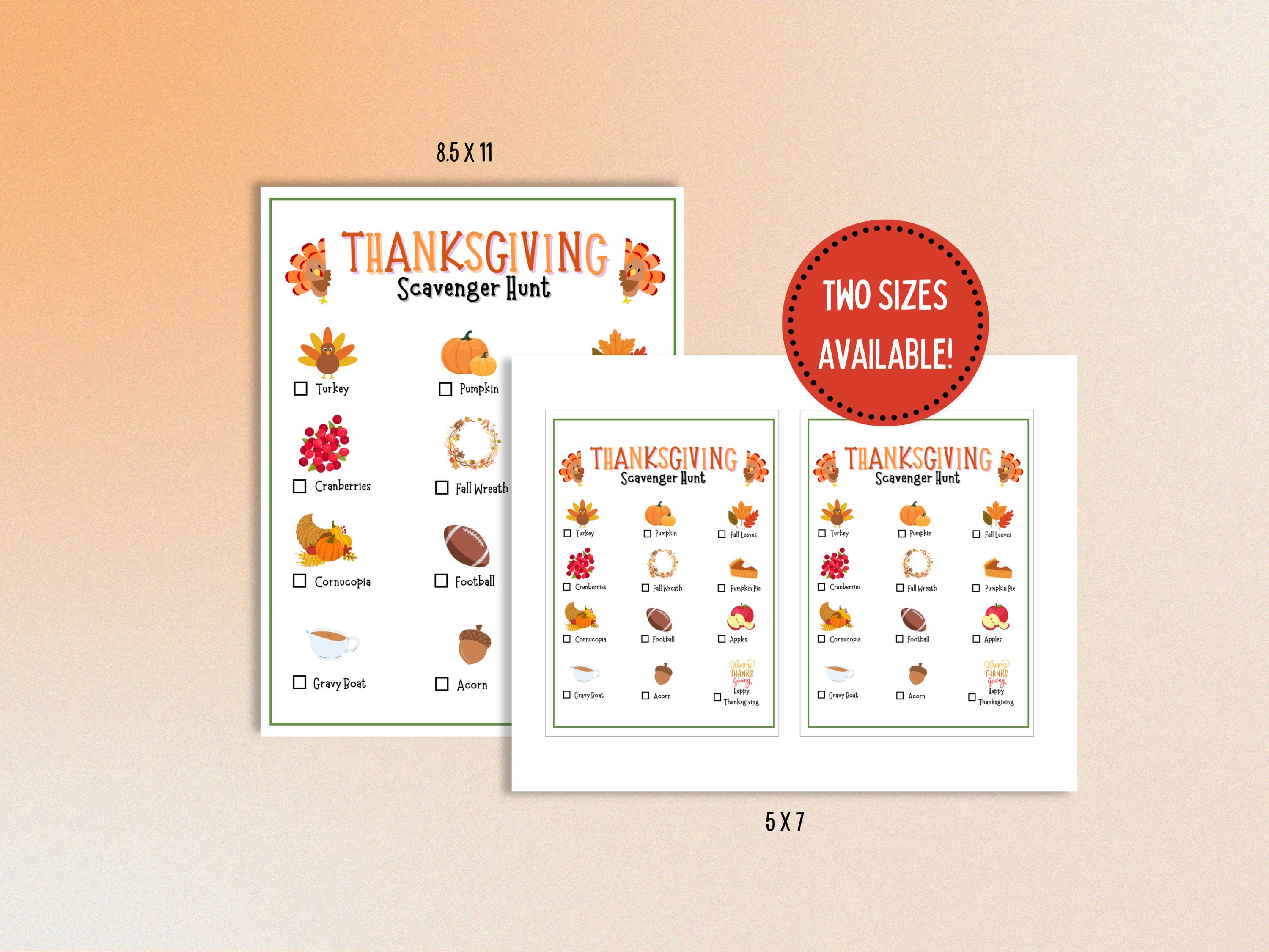 Printable Thanksgiving Game, Thanksgiving Scavenger Hunt, Thanksgiving ...
