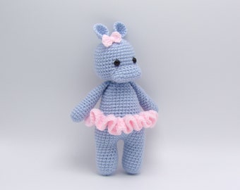 Cuddle Me Hippo - Amigurumi Crochet Blue Ballerina Hippo Doll