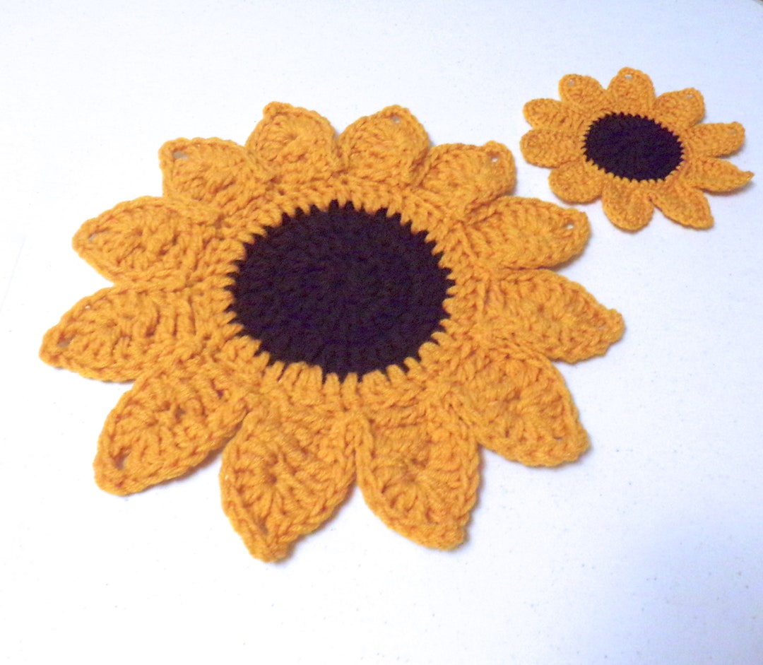 Crochet Sunflower Placemat and Coaster Dining Set Etsy