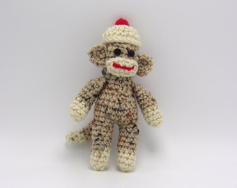 Crochet Sock Monkey - Small Stuffed Animal