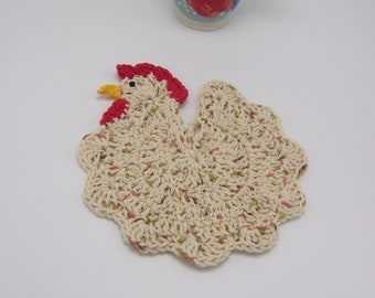 Crochet Chicken Potholder, Kitchen Decor