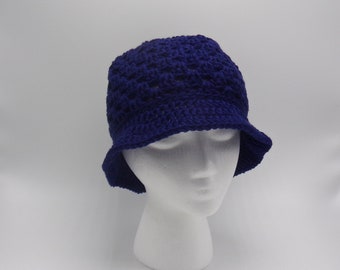 Crochet Granny Brimmed Hat - womens