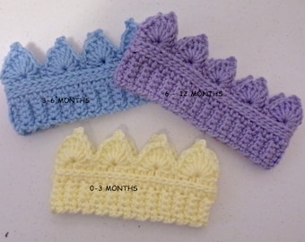 Crochet Baby Crown Earwarmer Headband - newborn to 1 yr sizes