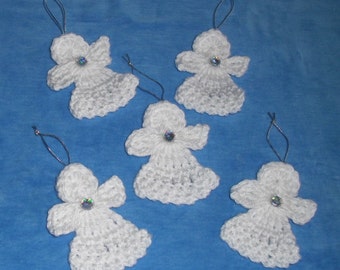 Crochet Angel Decorations or Appliques - set of five