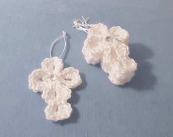 Crochet Cross Decorations or Appliques, Set of Five