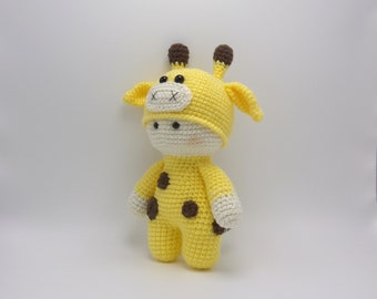 Crochet Doll in Giraffe Outfit - Amigurumi