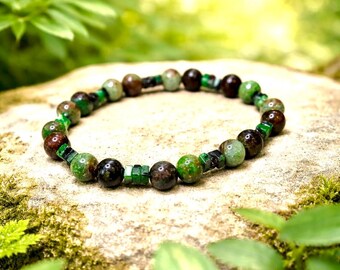 Ruby in Zoisite Handcrafted Stretch Crystal Beaded Bracelet