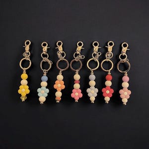 Fun Handcrafted Flower Keychains in a Variety of Colors and Styles