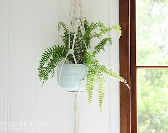 Large Macrame Plant Hanger - Della, Natural Cotton Rope Hanger Wooden Ring, Indoor Hanging Planter | Green Your Home | Garden Lover Gift
