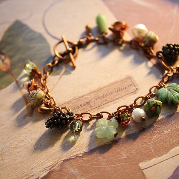 Fairy tale Charm Bracelet, THE BOTANIST, Botanical Beaded Jewelry, FREE Aust Shipping