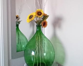 Damigiana verde vintage 54 litri (grande). Complemento d'arredo decorativo italiano