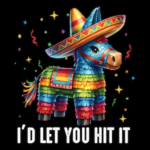 Piñata divertida PNG / Diseño de sublimación "Te dejaría golpearla" / Camiseta del Cinco de Mayo PNG / Descarga digital de fiesta mexicana