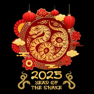 Ano Novo Chinês 2025 | Design PNG do Ano da Serpente | Arte de Caligrafia do Ano Novo Lunar | Download Digital CNY