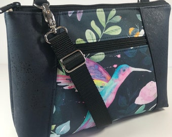 Sunshine Crossbody bag, hummingbird, cork, Marilyn, purse, organizer, travel, *** FREE SHIPPING**(Continental US only)