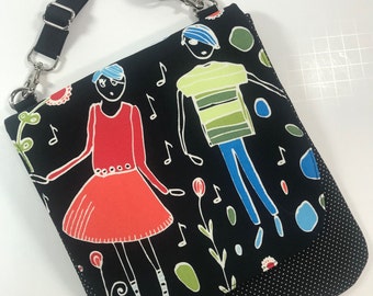 Polly Cross Body, Girl and Boy dancing, By Marilyn, purse, messenger, removable strap, phone, travel **FREE SHIPPING**(Continental US only)