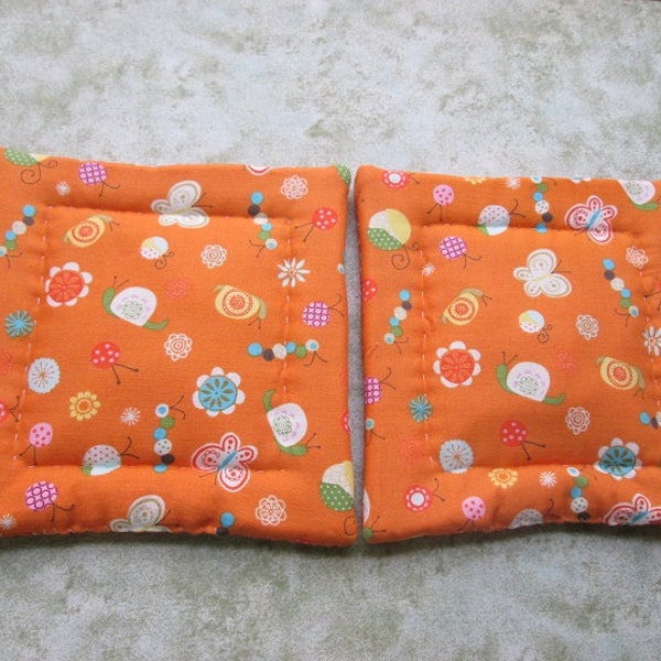 orange butterflies and snails set of 2 potholders hot pads