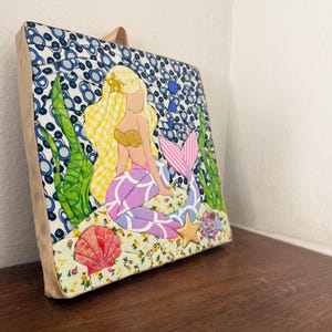 Mermaid Wall Art | Handmade Kinusaiga Fabric Picture | Whimsical Coastal Decor | Ocean Lover Gift