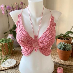 Crochet Butterfly Top Pattern, Boho Summer Bralette Tutorial, Beginner Photo Guide (PDF)