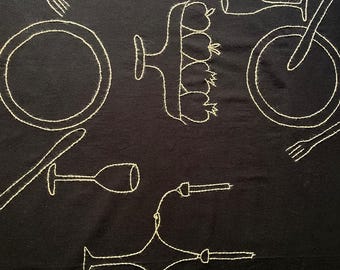 Ręcznie haftowany lniany obrus | Rustykalny wystrój jadalni, niestandardowy rozmiar