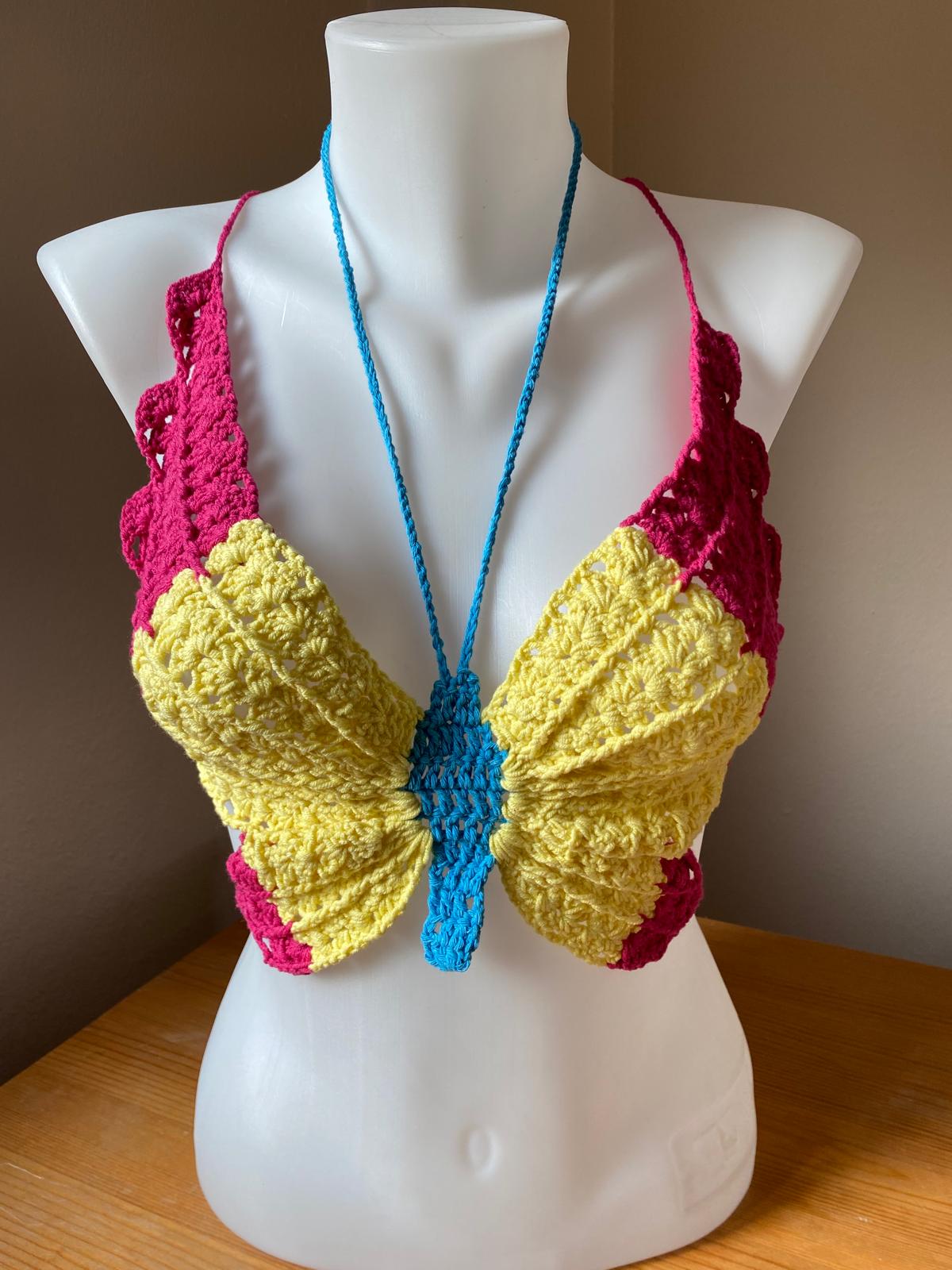 Pansexual Pride Crochet Butterfly Top