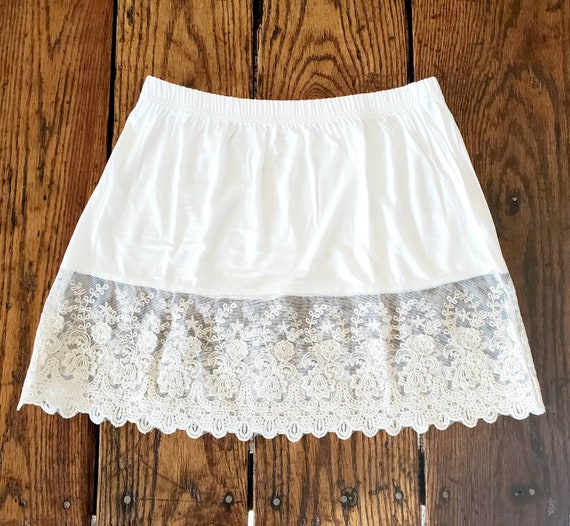 chinese dress ladies Dress Extender with Lace Trim in Beige, Black or White main image 1