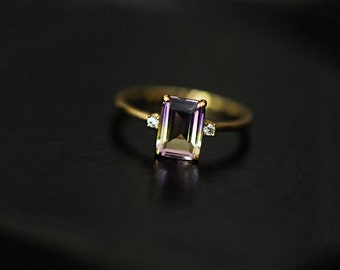 Semi Precious Purple Ametrine Vintage Style Ring